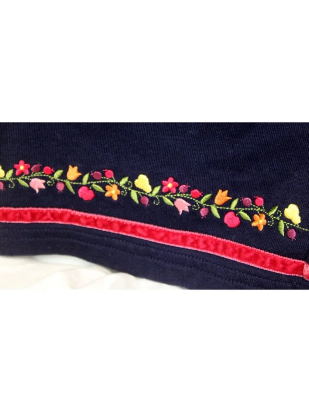 2003 Gymboree Apple for the Teacher Navy Blue Pants sz 3XL 8 Embroidered Flower